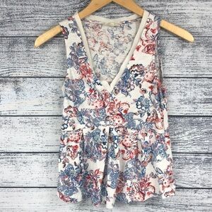 Anthropology Deletta Sleeveless Blouse Deep V-Neck